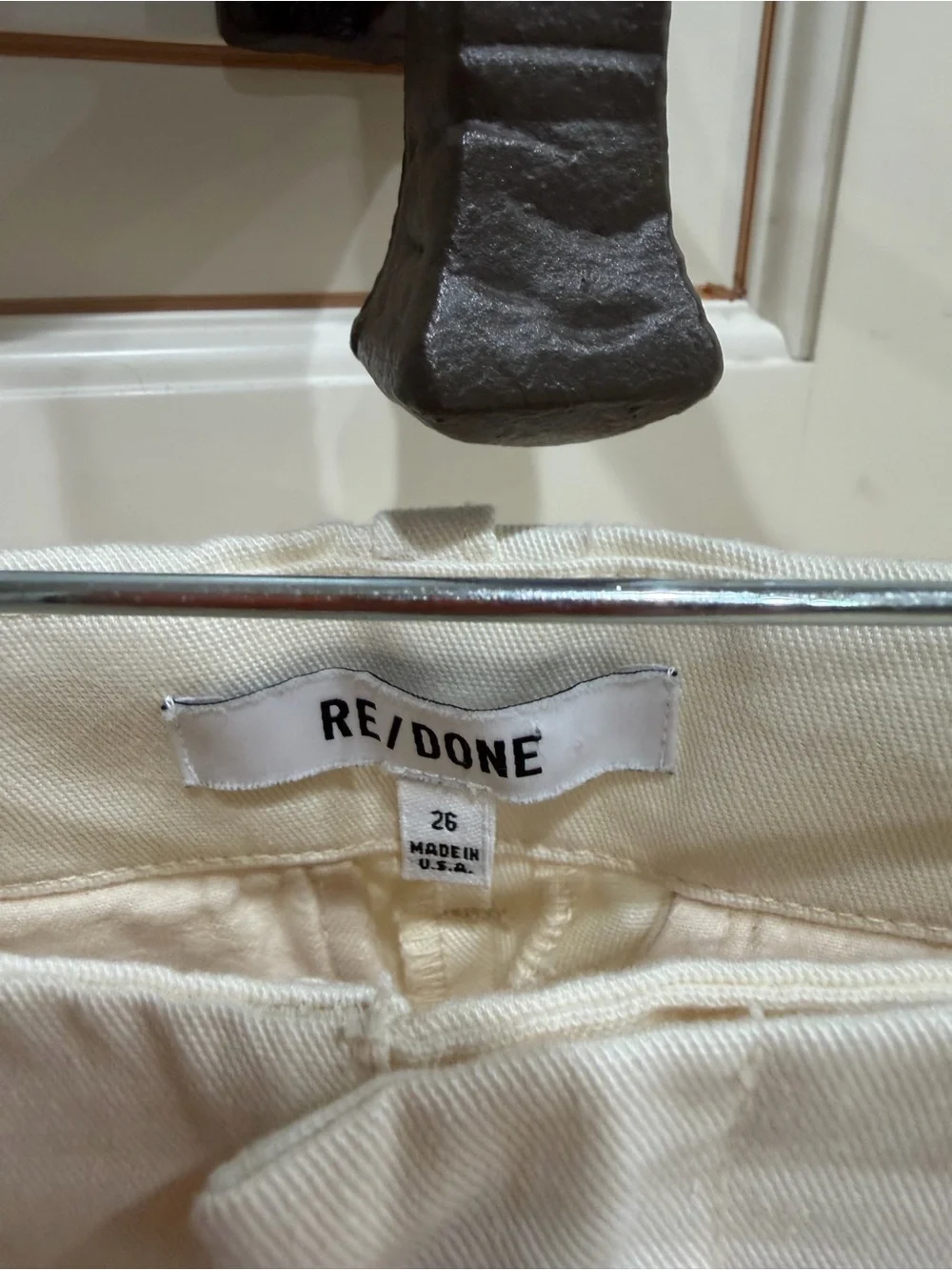 RE/DONE Mid-Rise Flared Trouser Ivory Jean (125) - Picture 8 of 9